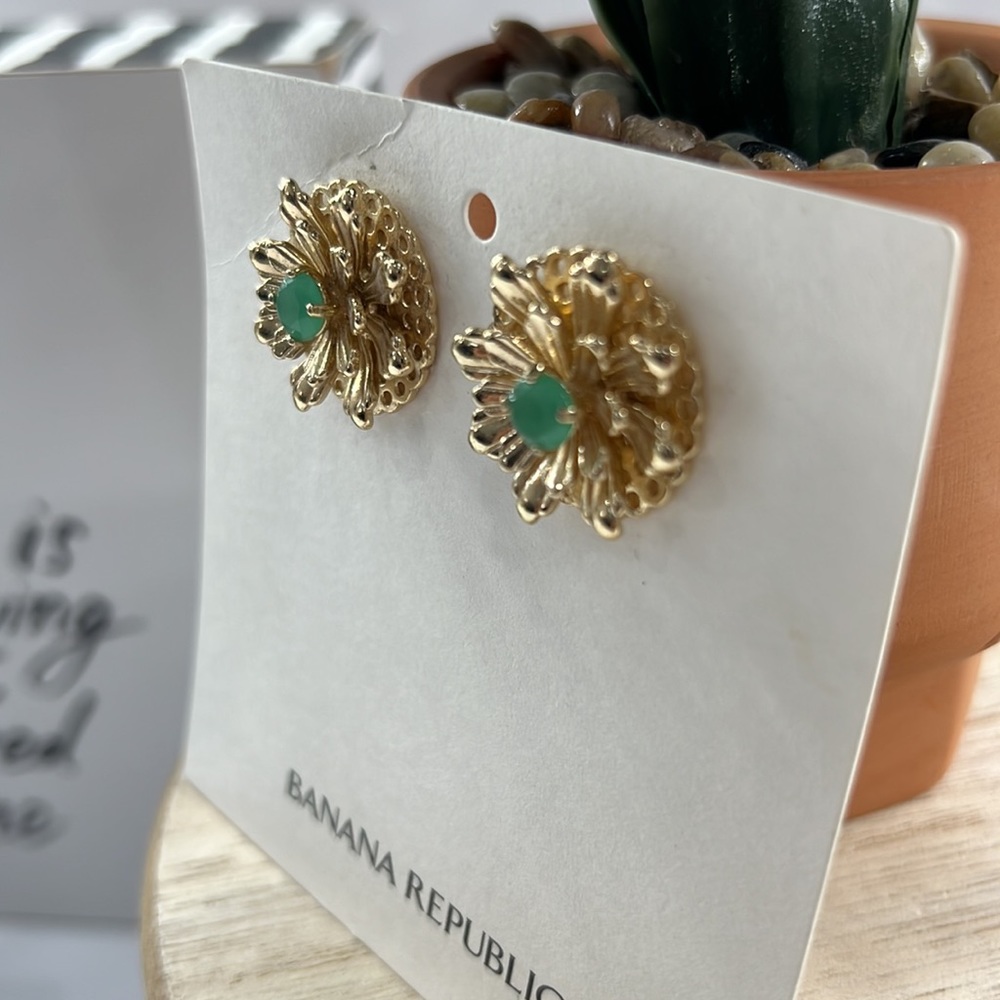Banana Republic Gold and Turquoise Earrings - Picture 5 of 5